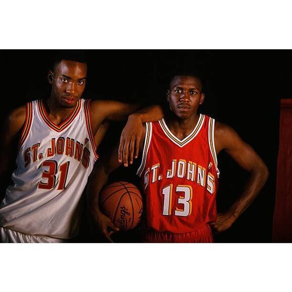 Felipe LOPEZ St John's Red Storm 90s STARTER jersey L white NCAA basketball vtg - Picture 10 of 11